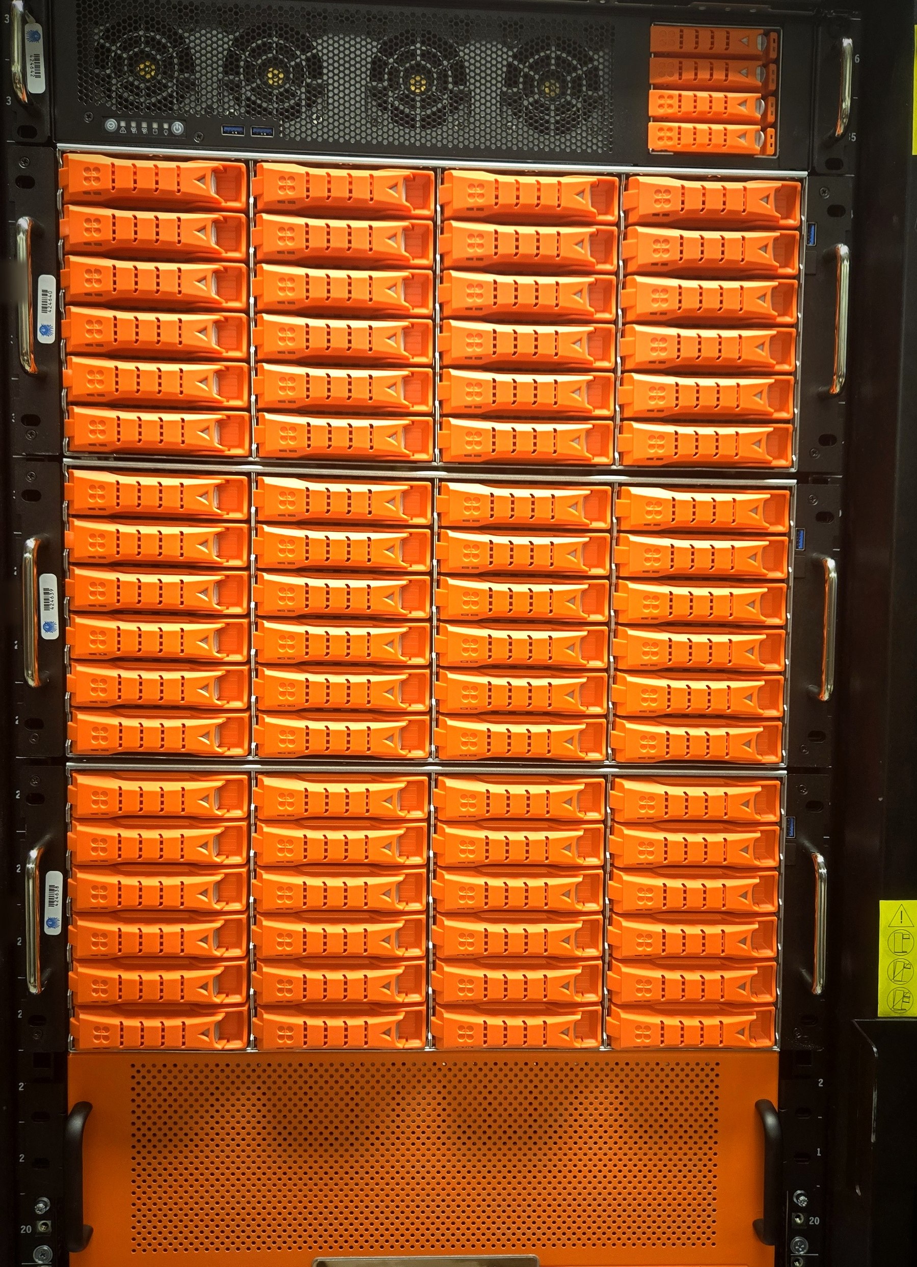 Cirque du Soleil’s new EditShare Ultimate EFS storage, mid-installation in the rack