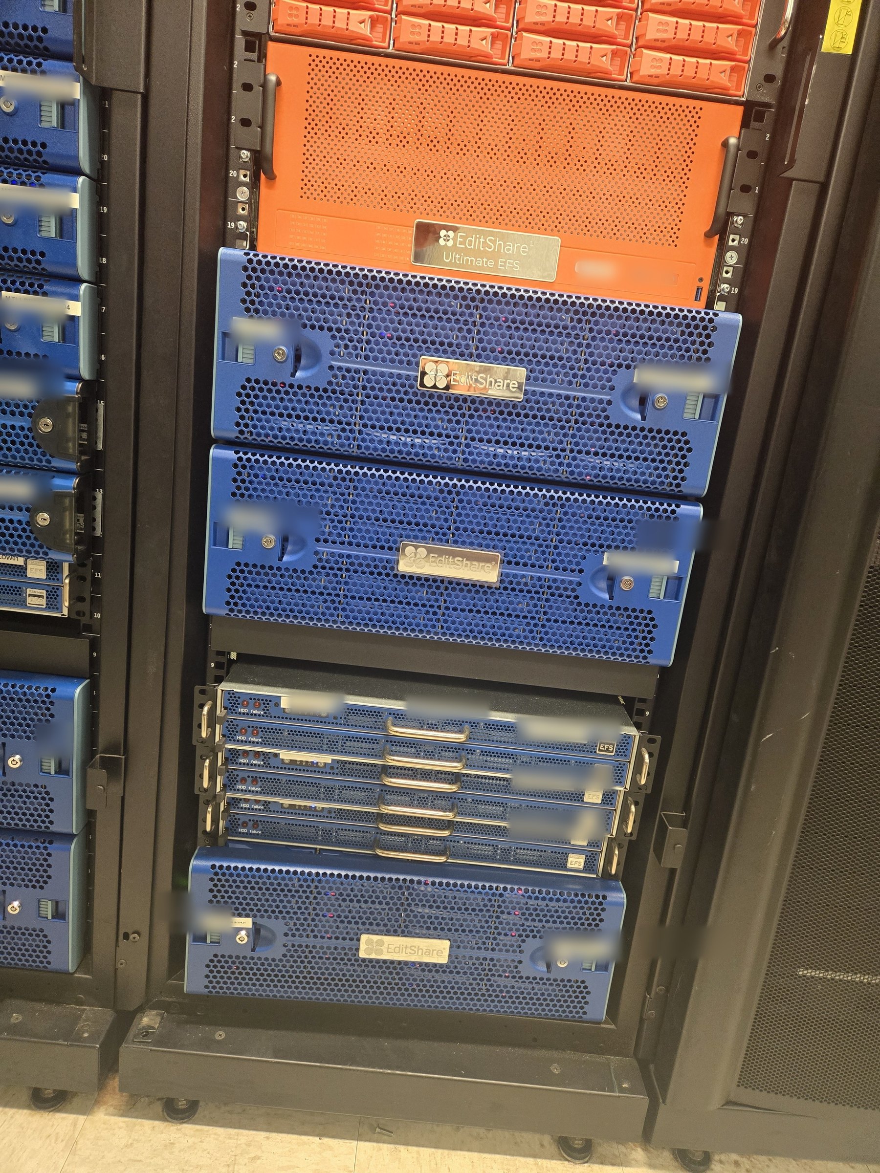 The new storage installed above the old nodes during the transition